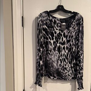 Elegant Black and White Animal Print Blouse